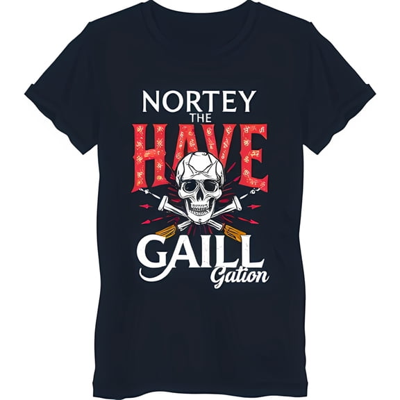 Stylized & Screwdriver Graphic T-Shirt Blue with 'Nortey the Have Gaill Gation' Text
