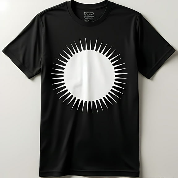 Stylized Sun Graphic Black T-Shirt for Men & Women Short Sleeve