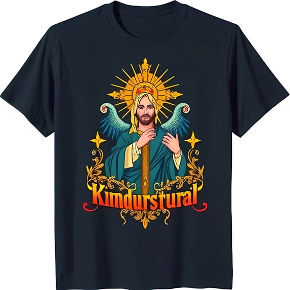 Stylized T-Shirt with Crown of Thorns & Angels 'Kindurstural' Design