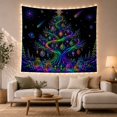 thumbnail image 1 of Stylized Tree Composed With Swirling Bands Luminescent Green, Mystical Fantasy for Space Lovers, Galaxy Room Decor, Christmas Gift, Tapestry Wall Hanging for Bedroom and Dorm, 1 of 7