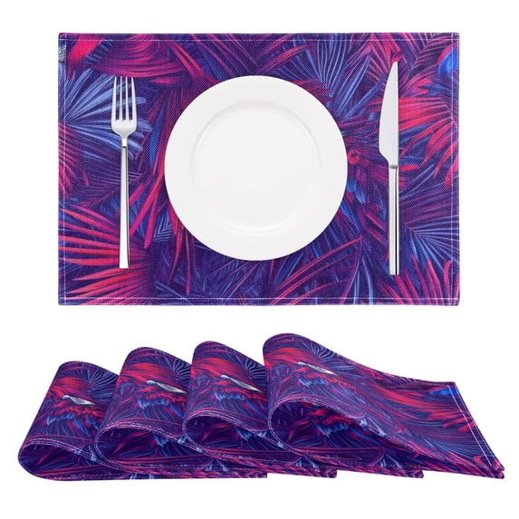 Stylized Tropical Birds Placemats Set of 6 Coffee Mats, Non Slip Backing 18x12 Inch for Home and Restaurants