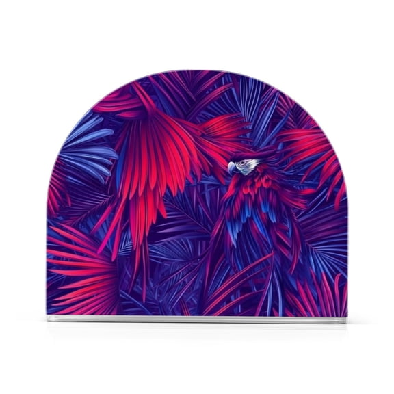Stylized Tropical Birds Thick U Shape Acrylic Napkin Holder Non Slip Space Saving for Kitchen