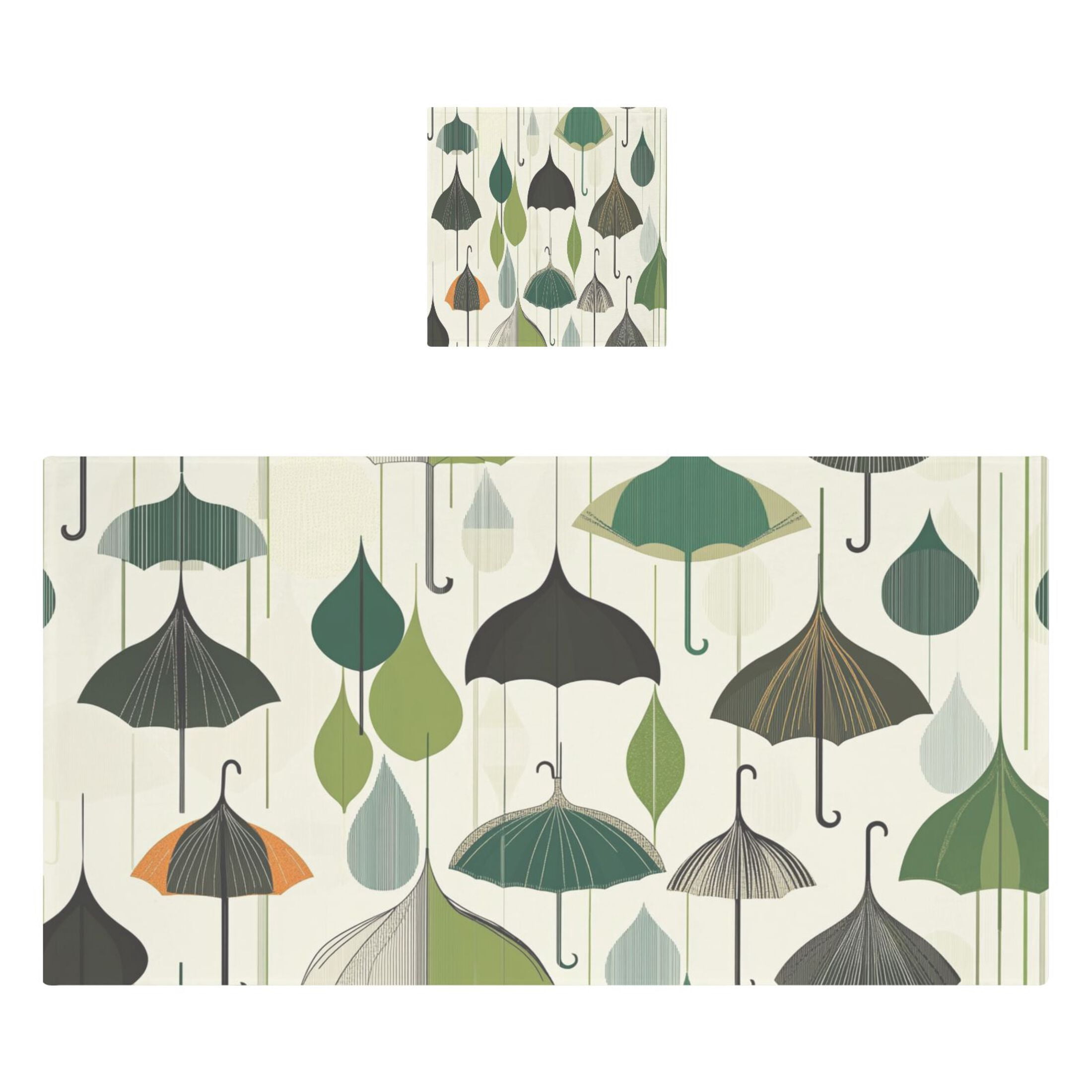 Stylized Umbrella 2 Piece Cotton Bath and Face Towel Set Soft and Absorbent, for Beach Pool Bathroom