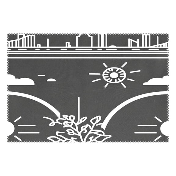 Stylized Urban Elements 12x18in Heat-Resistant Non-Slip Place Mat, Durable and Wrinkle-Resistant