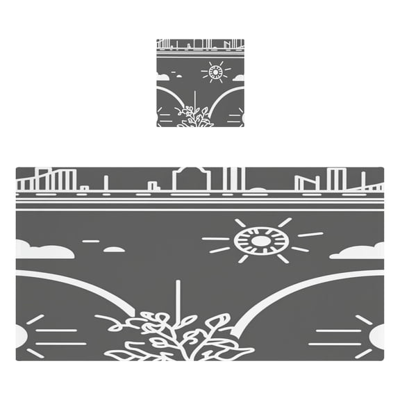 Stylized Urban Elements 2 Piece Cotton Bath and Face Towel Set Soft and Absorbent, for Beach Pool Bathroom