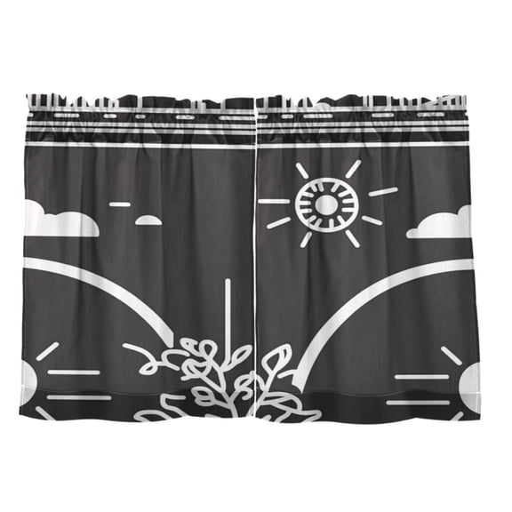 Stylized Urban Elements 27"x24" Linen Look Cafe Curtain Set with Privacy and UV Protection