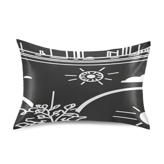 Stylized Urban Elements Satin Pillowcase 20''x26'' Double-Sided Print Soft Wrinkle Resistant