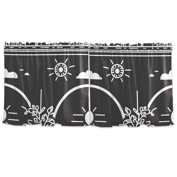 Stylized Urban Elements Tier Curtains for Kitchen 57x36 Inch Semi Sheer Light Filtering Half Window Curtains 2 Panels