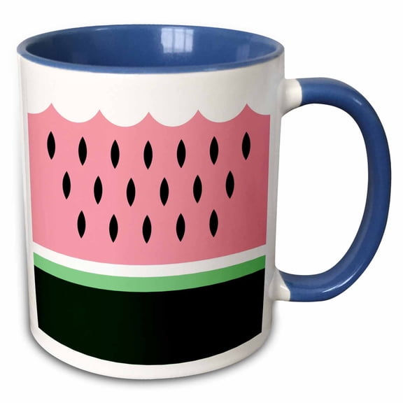 3drose, Stylized Watermelon Design, 15oz Two-tone Blue Mug