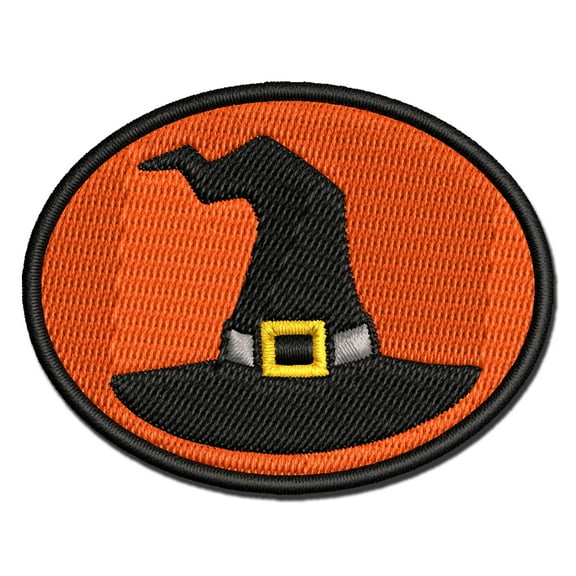 Stylized Witch Hat Halloween Applique Multi-Color Embroidered Iron-On Patch - 2.0 Inch Mini