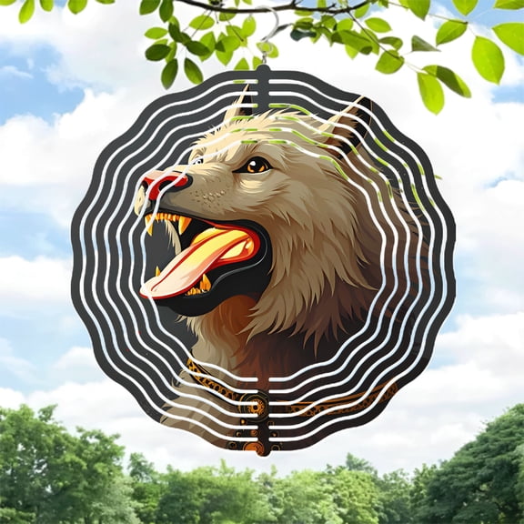 Stylized Wolf Metal Wind Spinner & Chime - Dynamic Wave Design for Yard & Garden Vibrant Colors Eye - Catching Decor