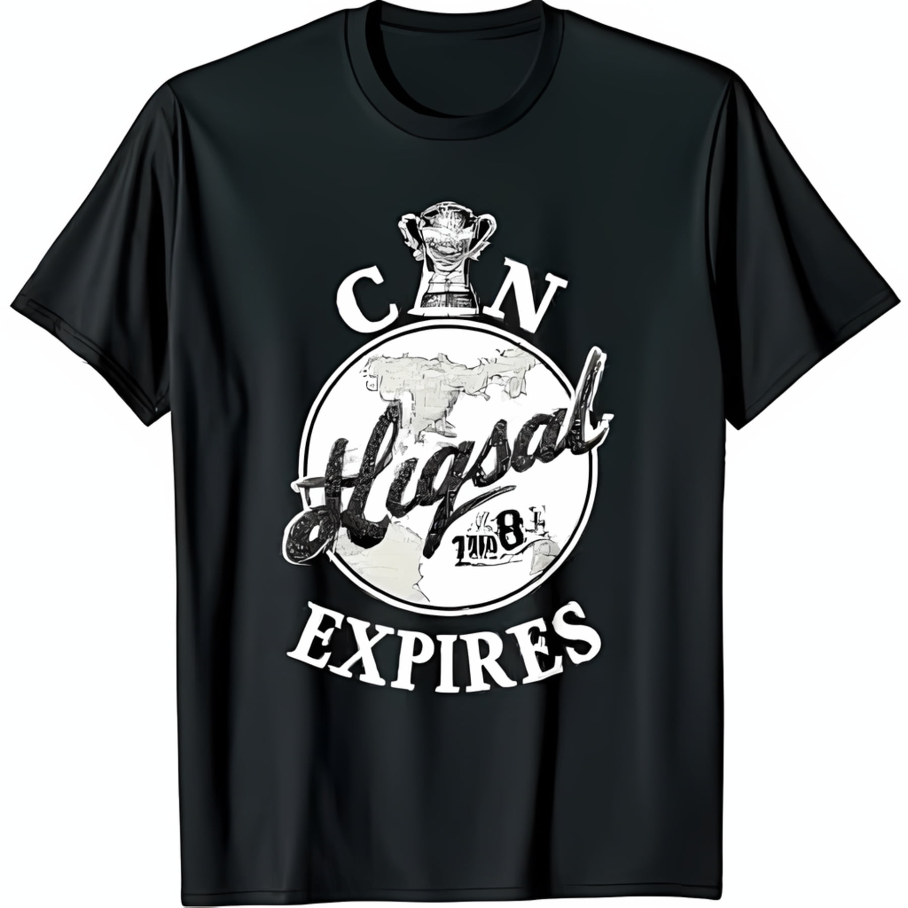 Stylized World Map Black TShirt with Can Ligsal Expire Design