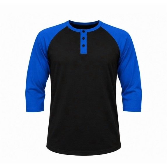 Styllion Big and Tall Mens Raglan Baseball Shirts - RHQS (Black Royal, 7XLT)