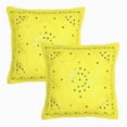 thumbnail image 1 of Stylo Culture Ethnic Bohemian Couch Throw Pillow Covers 16x16 Hand Embroidered Lemon Yellow Boho 40cm x 40cm Home Decor Cotton Mirrored Square Cushion Covers | Set Of 2, 1 of 4