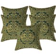 thumbnail image 1 of Stylo Culture Ethnic Boho Brocade Dark Green And Gold Throw Pillow Covers 16x16 Jacquard Weave Banarsi Couch And Pillow Covers Elephant Floral 40x40 cm Decorative Cushion Covers (Set Of 5), 1 of 4