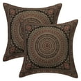 thumbnail image 1 of Stylo Culture Ethnic Brocade Decorative Throw Pillow Covers Black 16x16 Traditional Jacquard Weave Gold Couch Cushion Covers 40 x 40 cm Polydupion Silk Mandala Square Pillowcases | Set Of 2, 1 of 1