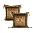 thumbnail image 1 of Stylo Culture Ethnic Brocade Home Decor Throw Pillow Covers Coffee Brown Gold 18 x 18 Jacquard Tassels Couch Cushion Covers 45x45 cm Polydupion Silk Zippered Peacock Square Pillowcases | Set Of 2, 1 of 1