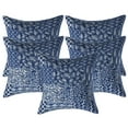 thumbnail image 1 of Stylo Culture Ethnic Chair Seat Throw Pillow Covers 16 x 16 Kantha Patchwork Indigo Blue White Traditional 40x40 cm Home Decor Cotton Patchwork Square Cushion Covers | Set Of 5, 1 of 4