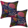 thumbnail image 1 of Stylo Culture Ethnic Chair Seat Throw Pillow Covers 16x16 Kantha Ink Blue Printed 40 x 40 cm Home Decor Cotton Tropicana Square Cushion Covers | Set Of 2, 1 of 3