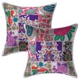thumbnail image 1 of Stylo Culture Ethnic Cotton Decorative Throw Pillow Covers White 12 x 12 Bohemian Vintage Patchwork Ethnic Sofa Cushion Covers 30x30 cm Home Decor Abstract Square Pillow Cases | Set Of 2, 1 of 1