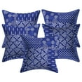 thumbnail image 1 of Stylo Culture Ethnic Cotton Living Room Throw Pillow Sham Covers Indigo Blue White 16 x 16 Traditional Kantha Patch Look Sofa Cushion Covers 40x40 cm Decorative Floral Square Pillowcases | Set Of 5, 1 of 4