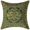 thumbnail image 1 of Stylo Culture Ethnic Couch Brocade Dark Green And Gold Throw Pillow Covers 16x16 Jacquard Weave Banarsi Soft Throw Pillow Covers Elephant Floral 40x40 cm Decorative Cushion Covers (1 Pc), 1 of 3