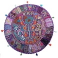 thumbnail image 1 of Stylo Culture Ethnic Outdoor Floor Cushion Cover Vintage Patchwork Yoga Pillow Case Purple 32x32 Large Decorative Bohemian Round Hassock Pouffe Cover Footstool Cotton Embroidered 1 Pc, 1 of 4