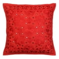 thumbnail image 1 of Stylo Culture Ethnic Settee Sofa Throw Pillow Cover 16x16 Embroidered Red Bohemian 40 x 40 cm Living Room Toss Pillow Case Cotton Mirrored Square Cushion Cover | 1 Pc, 1 of 4