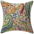 thumbnail image 1 of Stylo Culture Ethnic Settee Sofa Throw Pillow Cover 16x16 Floral Kantha White Printed 40 x 40 cm Living Room Decor Cotton Paisley Square Cushion Cover | 1 Pc, 1 of 3
