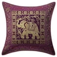 thumbnail image 1 of Stylo Culture Ethnic Sofa Throw Pillow Cover 16x16 Jacquard Purple Square 40 x 40 cm Home Decor Accent Pillowcase Brocade Elephant Floral Zippered Cushion Cover | 1 Pc, 1 of 3