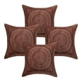 thumbnail image 1 of Stylo Culture Indian Brocade Home Decor Throw Pillow Sham Covers Coffee Brown 16 x 16 Boho Jacquard Weave Gold Sofa Cushion Covers 40x40 cm Polydupion Silk Mandala Square Pillow Cases | Set Of 4, 1 of 1