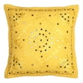thumbnail image 1 of Stylo Culture Indian Chair Seat Throw Pillow Cover 16 x 16 Hand Embroidered Yellow Boho 40cm x 40cm Home Decor Cotton Mirrored Square Cushion Cover | 1 Pc, 1 of 4