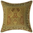 thumbnail image 1 of Stylo Culture Indian Christmas Brocade Coffee Brown And Gold Throw Pillow Covers 16x16 Jacquard Weave Banarasi Modern Pillow Covers Peacock Floral 40x40 cm Decorative Cushion Covers (1 Pc), 1 of 3