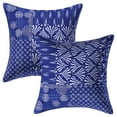 thumbnail image 1 of Stylo Culture Indian Cotton Decorative Throw Pillow Covers Indigo Blue White 16x16 Traditional Kantha Patch Look Couch Cushion Covers 40 x 40 cm Living Room Floral Square Pillow Cases | Set Of 2, 1 of 4