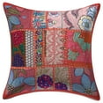 thumbnail image 1 of Stylo Culture Indian Cotton Decorative Throw Pillow Sham Cover Orange 12x12 Bohemian Vintage Patchwork Indian Couch Cushion Cover 30 x 30 cm Home Decor Abstract Square Pillowcase | 1 Pc, 1 of 1
