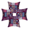 thumbnail image 1 of Stylo Culture Indian Cotton Living Room Throw Pillow Sham Covers Purple 12x12 Bohemian Vintage Patchwork Indian Couch Cushion Covers 30 x 30 cm Decorative Abstract Square Pillowcases | Set Of 4, 1 of 1