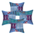 thumbnail image 1 of Stylo Culture Indian Cotton Living Room Throw Pillow Sham Covers Turquoise 12x12 Bohemian Vintage Patchwork Indian Couch Cushion Covers 30 x 30 cm Decorative Abstract Square Pillowcases | Set Of 4, 1 of 1