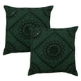 thumbnail image 1 of Stylo Culture Indian Couch Throw Pillow Covers 24 x 24 Big Hand Embroidered Dark Green Bohemian 60x60 cm Home Decor Cotton Mirrored Square Cushion Covers | Set Of 2, 1 of 4