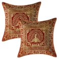 thumbnail image 1 of Stylo Culture Indian Decorative Brocade Red And Gold Throw Pillow Covers 16x16 Jacquard Weave Banarasi Outdoor Pillow Slipcovers Dancing Peacock Floral 40x40 cm Cushion Covers (Set Of 2), 1 of 1