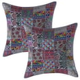 thumbnail image 1 of Stylo Culture Indian Decorative Sofa Cotton Grey Large Throw Pillow Covers 24x24 Patchwork Vintage Modern Throw Pillow Covers Abstract Floral 60x60 cm Cushion Covers (Set Of 2), 1 of 4