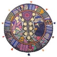 thumbnail image 1 of Stylo Culture Indian Kids Floor Pillow Vintage Patchwork Cushion Cover Dark Blue Large 32x32 Decorative Bohemian Round Hassock Pouffe Cover Footstool Cotton Embroidered 1 Pc, 1 of 4