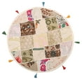 thumbnail image 1 of Stylo Culture Indian Round Throw Pillow Covers For Couch Vintage Patchwork Floor Cushion Cover White Big Sitting Pillows 22" Decorative Decor Tuffet Seat Pouf Cover Footstool Cotton Embroidered 1 Pc, 1 of 4