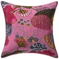 thumbnail image 1 of Stylo Culture Indian Settee Sofa Throw Pillow Cover 16 x 16 Kantha Baby Pink Printed 40 x 40 cm Living Room Toss Pillow Case Cotton Tropicana Square Cushion Cover | 1 Pc, 1 of 3