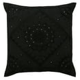thumbnail image 1 of Stylo Culture Indian Settee Sofa Throw Pillow Cover 60cm x 60cm Hand Embroidered Black Bohemian 24 x 24 Big Home Decor Cotton Mirrored Square Cushion Cover | 1 Pc, 1 of 3