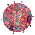thumbnail image 1 of Stylo Culture Indian Yoga Pillows For Sitting On Floor Vintage Patchwork Round Pouf Cover Pink 22x22 Large Pillows Decorative Decor Seating Tuffet Seat Pouf Cover Footstool Cotton Embroidered 1 Pc, 1 of 4