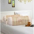 thumbnail image 1 of Stylo Culture Traditional Polydupion Cylindrical Hotdog Pillow Bolster Pillow Covers White Jacquard Brocade Border Elephant Large Settee Cylinder Cushion Covers (Set of 2) | 30x15 Inches (76x38 cm), 1 of 5