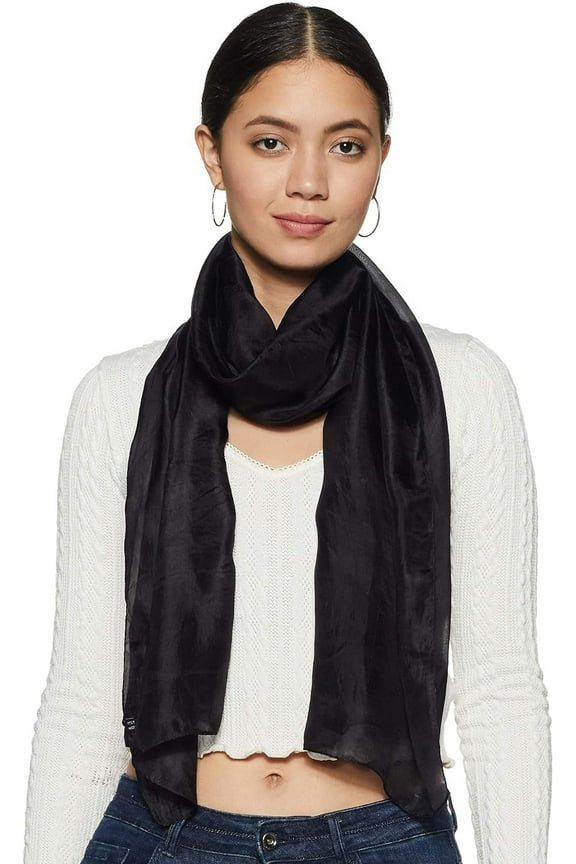 100% Silk Scarf Lightweight Sunscreen Shawl Wrap Scarves Black Long