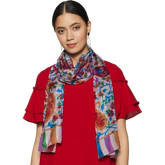 Stylore 100% Silk Scarf Lightweight Sunscreen Wrap Paisley Art Blush