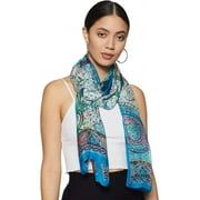 Stylore 100% Silk Scarf Lightweight Sunscreen Wrap Scarves Paisley Dome Blue