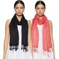 thumbnail image 1 of Stylore 2PCS Women Scarf Shawl Any Season Wrap Viscose Black Coral Large, 1 of 4